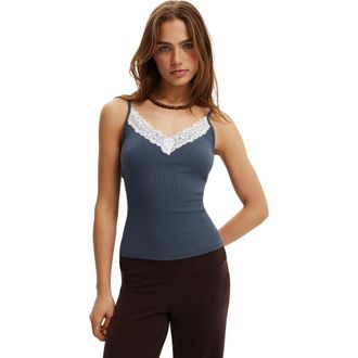 Cotton On Womens Lace Trim Longline Cami in Collegiate Navy at Nordstrom, Size Xx-Small
