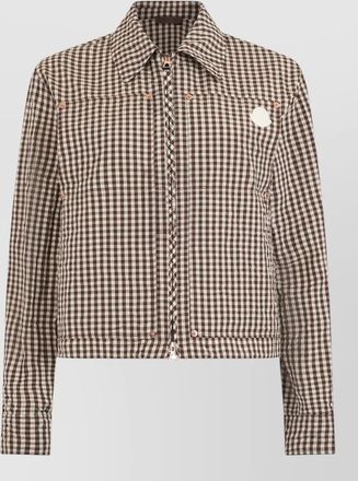 Moncler cropped check jacket smooth shirt collar