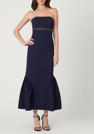 Shoshanna Midnight Embellished Cotton Faille Ashton Dress in Navy at Nordstrom, Size 10