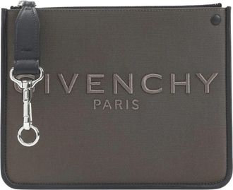 Givenchy Canvas Zipped Pouch - Heren - Clutches - Grijs - ONE Size - Leer - Tassen