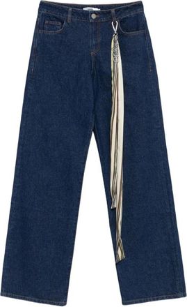 Siedres Blauwe Sjaal Detail Vijf-Pocket Jeans - Dames - Loose Fit Jeans - Blauw - XS - Jeans