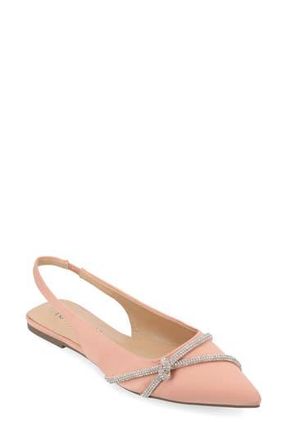 Journee Collection Rebbel Pav&eacute; Crystal Knot Slingback Flat in Rose at Nordstrom Rack, Size 6.5