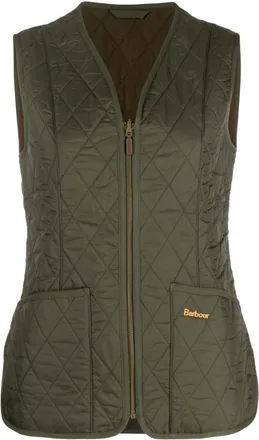 Barbour Olive V-neck Quilted Vest