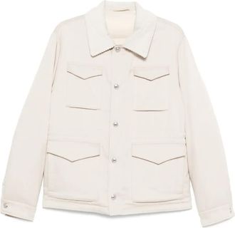 Eleventy Jack met ribfluwelen kraag - Beige