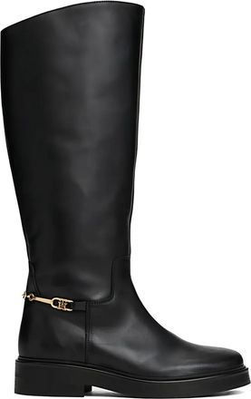 Tommy Hilfiger 40mm chain-embellished leather boots - women - Leather/Cotton/Rubber - 41 - Black