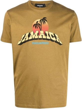 Dsquared2 graphic-print T-shirt - men - Cotton - L - Brown