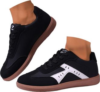 Generic Womens Retro Sneakers Vintage Leather Suede Patchwork Casual Shoes Classic Tennis Low Top Lightweight Running Trainers Walking Shoes for Women Non-Sli