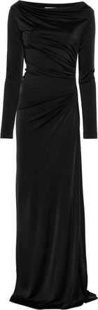 Victoria Beckham Floor-Length Black Dress With Off-The-Shoulder Neckline