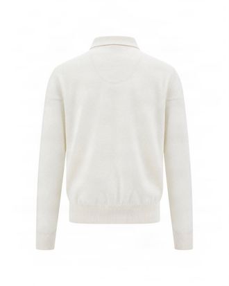 HUGO BOSS Virgin Wool Knitted Polo Shirt - White
