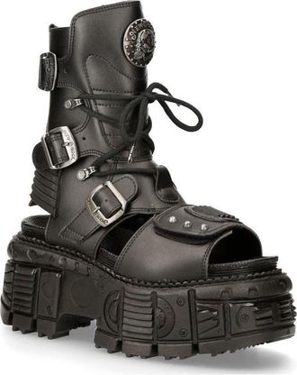 New Rock Unisex Vegan Leather Sandal Boots- BIOS107-V1