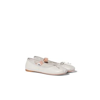Miu Miu Leather Ballerinas, Woman, Ice, Size 36,5