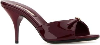 Miu Miu Womens Burgundy Leather Mules Porpora Sandali Sandal