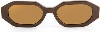 AQS Mia 55mm Polarized Oval Sunglasses in Brown at Nordstrom Rack