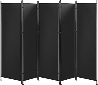 Beliani Separador De Habitaciones Poli&eacute;ster Y Acero Negro 5 Paneles Divisor Decorativo Narni