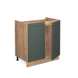Vicco Armario Bajo Para Fregadero Fame-line, Verde Dorado Casa De Campo, 80 Cm, Et Antracita Vicco