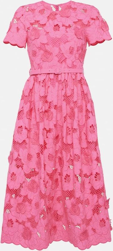 Cotton-blend lace midi dress