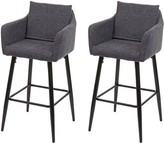 Hhg Hhg - Lote De 2 Taburetes De Bar 754, Taburete De Bar Taburete De Mostrador, Reposapi&eacute;s De Metal, Tela/textil Gris Oscuro