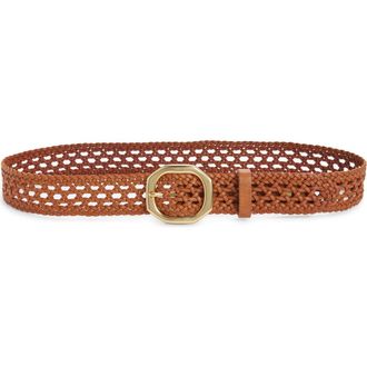 Rag & Bone Audrey Woven Leather Belt in Oak Brown at Nordstrom, Size Medium