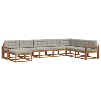 vidaXL Conjunto De Sof&aacute;s De Exterior 8 Pcs Gris Natural Y Claro Vidaxl