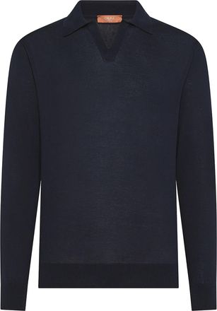 Cruna Long-Sleeve Deep V-Neck Ribbed Polo