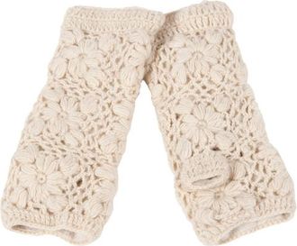 Nirvanna Designs Flower Crochet Handwarmers in White at Nordstrom