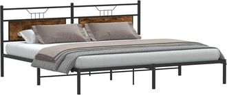 vidaXL Bed Frame without Mattress Smoked Oak 200x200 cm Engineered Wood Vidaxl