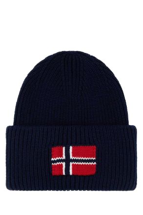Napapijri Dark Blue Wool And Acrylic Beanie Hat
