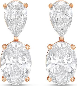 Diana M. Jewels 14K Rose Gold 12.00 Cts of Lab grown pear and oval shape diamond drop earrings