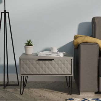 Lewis's Harlequin 1 Drawer Wide Side Table in Dusk Grey - Ready Assembled - Lewiss Home | TJ Hughes