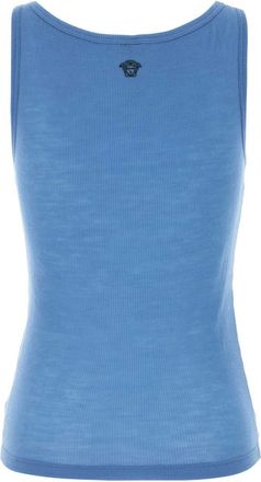 Versace Womens Cerulean Blue Wool Tank Top Sky Exterior: Virgin Maglie Sweater