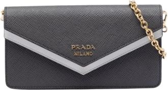 Prada Pre-owned Clutches, female, Black, Size: ONE SIZE Pre-owned Saffiano Leather Crossbody Bag