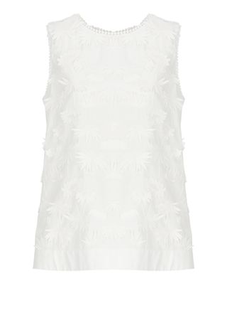 P.A.R.O.S.H. White Cubo26 Relief Floral Blouse