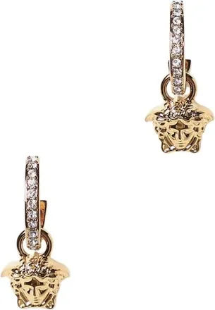 Versace Accessoires, Dames, Geel, ONE Size, Medusa Accent Hoepel Oorbellen Mode Sieraden