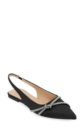 Journee Collection Rebbel Pavé Crystal Knot Slingback Flat in Black at Nordstrom Rack, Size 5.5