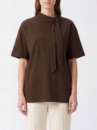 Eleh Blusa a maniche corte in misto cotone con collo a fusciacca