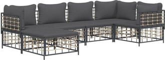 vidaXL Vidaxl - Juego De Muebles De Jard&iacute;n 6 Pzas Cojines Antracita Rat&aacute;n Pe