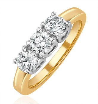 The Diamond Store Chloe 18K Gold 3 Stone Diamond Ring 1.00CT H/SI