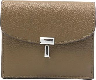 Toteme T-lock leather cardholder - Bruin