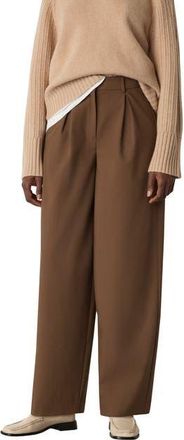 Whistles Wool Blend Barrel Pants in Brown at Nordstrom, Size 10