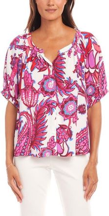 Karen Kane Print Peasant Top in Pink Multi at Nordstrom, Size X-Small