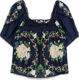 Farm Rio Blusa a fiori con maniche a palloncino