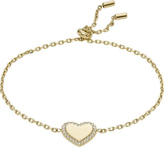 Fossil Womens Elliott Gold-Tone Stainless Steel Chain Bracelet