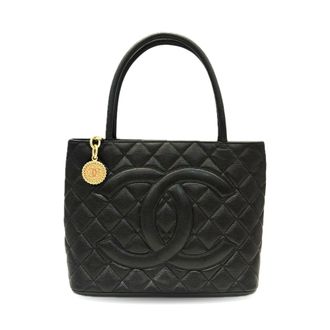 Chanel Black Grained Calfskin Tote Bag (Pre-Owned)