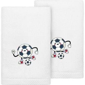 Linum Home Textiles 2-Pack Embroidered Hand Towel in White Soccer at Nordstrom Rack