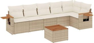 vidaXL Vidaxl - Set Sof&aacute;s De Jard&iacute;n 7 Piezas Y Cojines Rat&aacute;n Sint&eacute;tico Beige