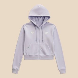 New Balance Donna Australian Open Coastal Fleece Full Zip in Viola, Taglia L