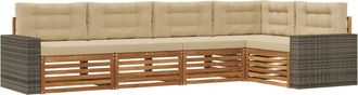 vidaXL Conjunto De Sof&aacute;s De Exterior 5 Uds. Natural Y Beige Poli&eacute;ster Vidaxl