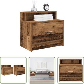 vidaXL Comodino in legno antico - Comodini con Cassetto 2 pz in Legno Antico 51x31x47 cm