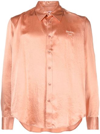 Martine Rose logo-embroidered satin shirt - Pink