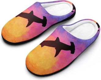 Generic Hammerhead Shark Funny Mens Cotton Slippers Soft Non-Slip Rubber Sole House Slipper Indoor Outdoor